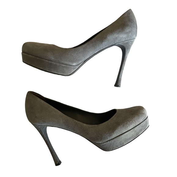 Saint Laurent Grey Suede Gisele Platform Heels size 39 - Picture 3 of 7